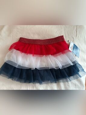 NWT new Baby Girls Red White Blue ballet tutu skirt tiered 4th of July 12 mos